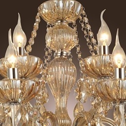Lampadario di cristallo di lusso moderno 2 livelli soggiorno 12 luci