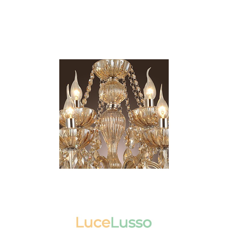 Lampadario di cristallo di lusso moderno 2 livelli soggiorno 12 luci