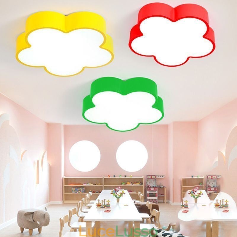 Lampada da soffitto a forma di fumetto, moderna, a forma di fiore, montaggio a filo