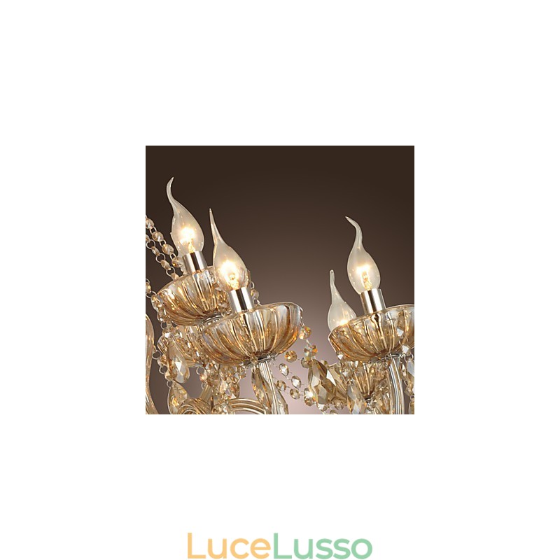 Lampadario di cristallo di lusso moderno 2 livelli soggiorno 12 luci