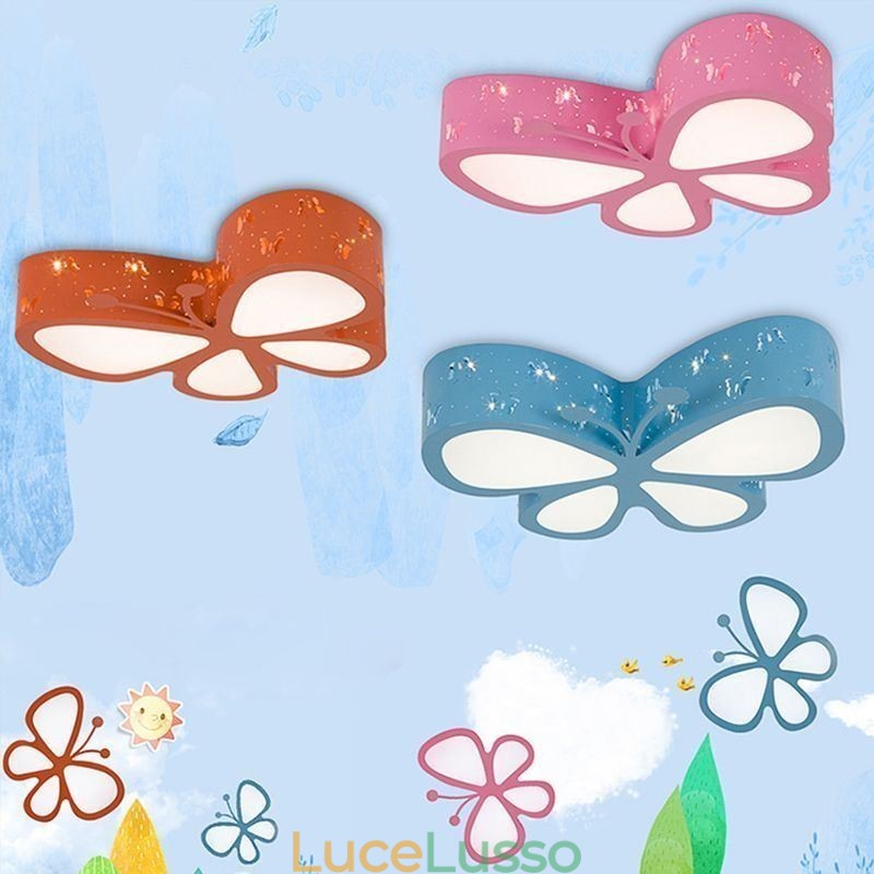 Lampada da soffitto in metallo contemporanea a filo con farfalla