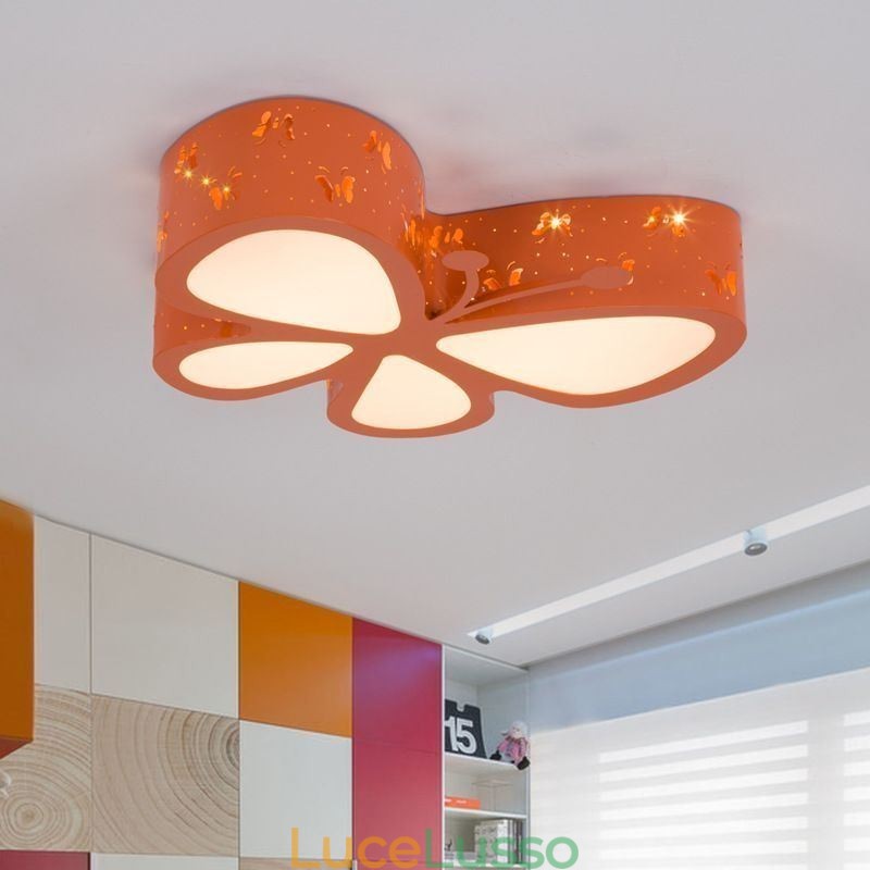 Lampada da soffitto in metallo contemporanea a filo con farfalla