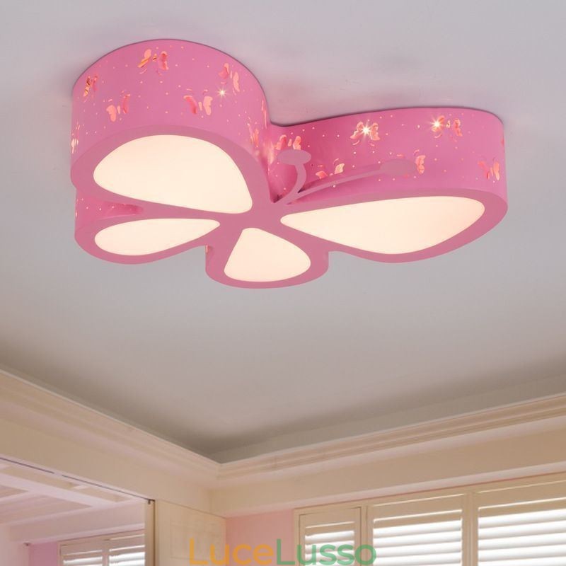 Lampada da soffitto in metallo contemporanea a filo con farfalla