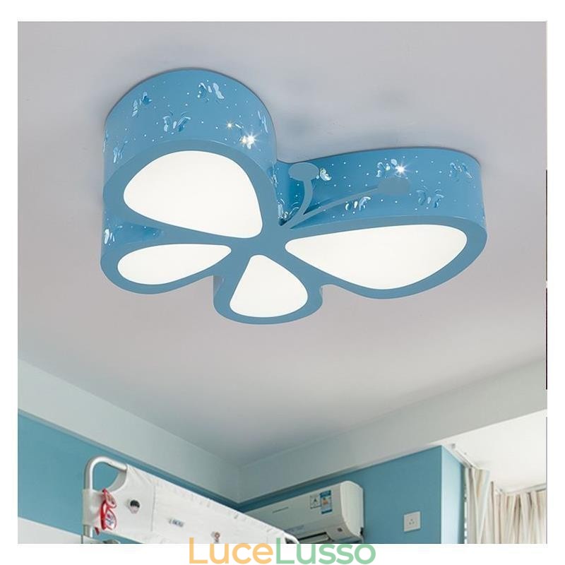 Lampada da soffitto in metallo contemporanea a filo con farfalla