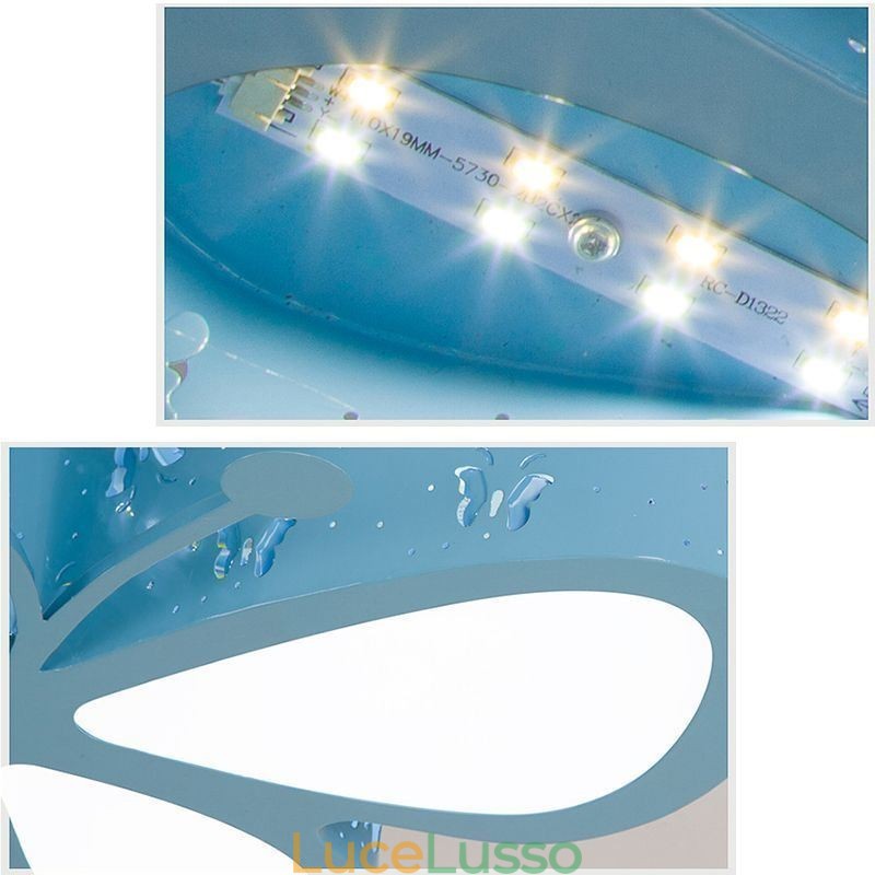 Lampada da soffitto in metallo contemporanea a filo con farfalla