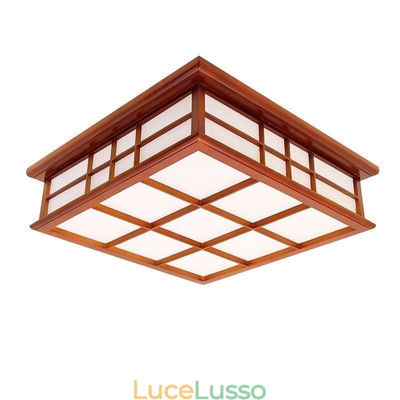 Lampada da soffitto in stile retrò in legno da montare a filo