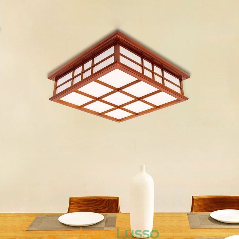 Lampada da soffitto in stile retrò in legno da montare a filo