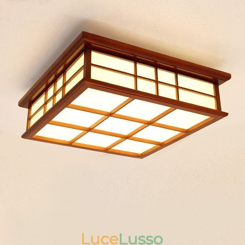 Lampada da soffitto in stile retrò in legno da montare a filo