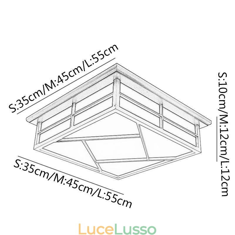 Lampada da soffitto in stile retrò, montaggio a filo quadrato