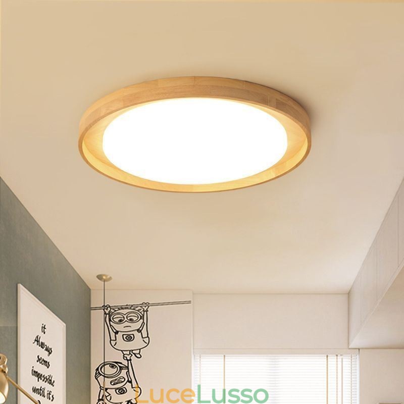 Moderna plafoniera in legno acrilico rotonda plafoniera