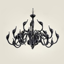 Lampadario moderno 24 luci G4 nero dipinto