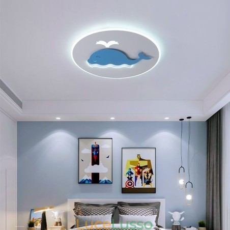 Lampada da soffitto moderna e creativa, lampada da soffitto a forma di balena