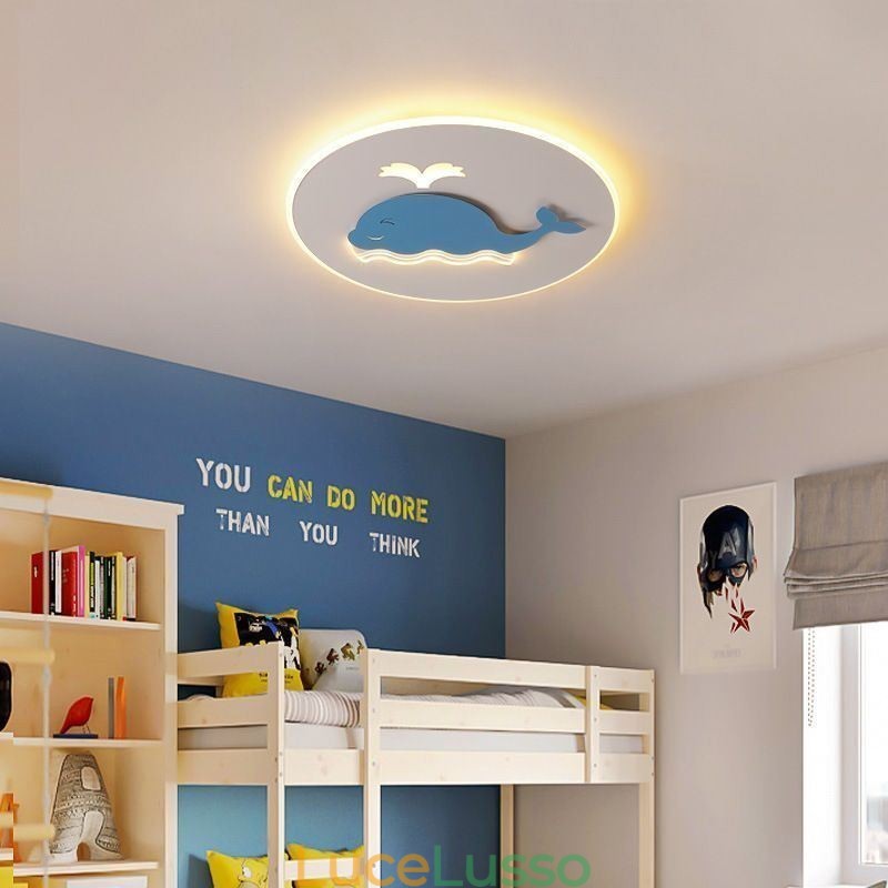 Lampada da soffitto moderna e creativa, lampada da soffitto a forma di balena
