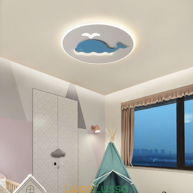 Lampada da soffitto moderna e creativa, lampada da soffitto a forma di balena