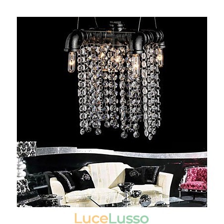 Lampadario Mini Stile Rustico Lodge Retro Metallo Lampadario Mini Stile Rustico Lodge Retro Metallo