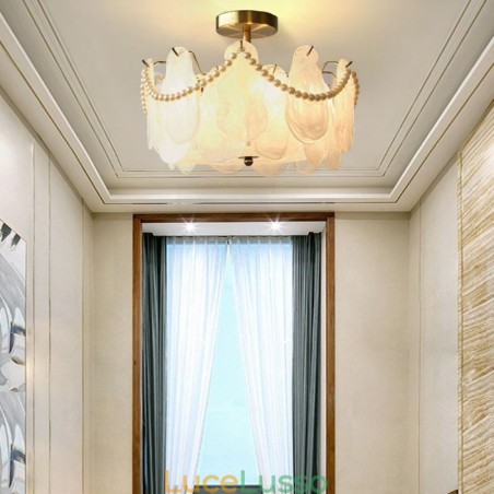 Lampada da soffitto in ferro europeo Elegante lampada da soffitto in vetro Lampada da soffitto in ferro europeo Elegante lampada da soffitto in vetro