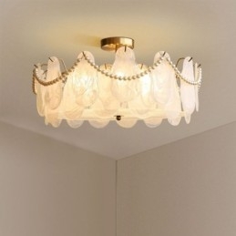 Lampada da soffitto in ferro europeo Elegante lampada da soffitto in vetro