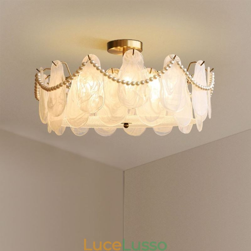 Lampada da soffitto in ferro europeo Elegante lampada da soffitto in vetro