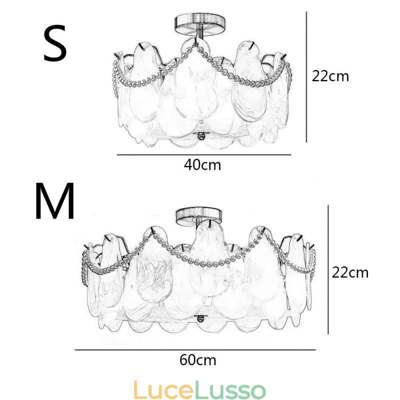 Lampada da soffitto in ferro europeo Elegante lampada da soffitto in vetro