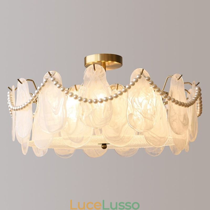 Lampada da soffitto in ferro europeo Elegante lampada da soffitto in vetro