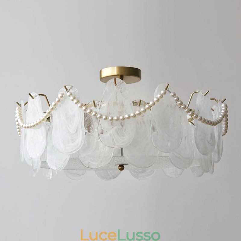Lampada da soffitto in ferro europeo Elegante lampada da soffitto in vetro