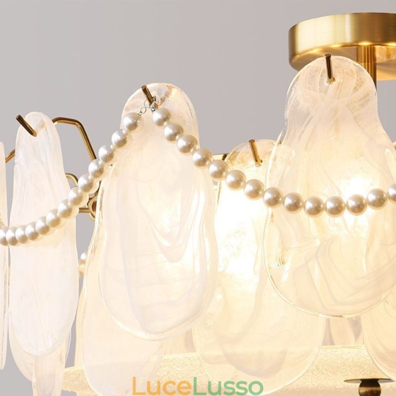 Lampada da soffitto in ferro europeo Elegante lampada da soffitto in vetro