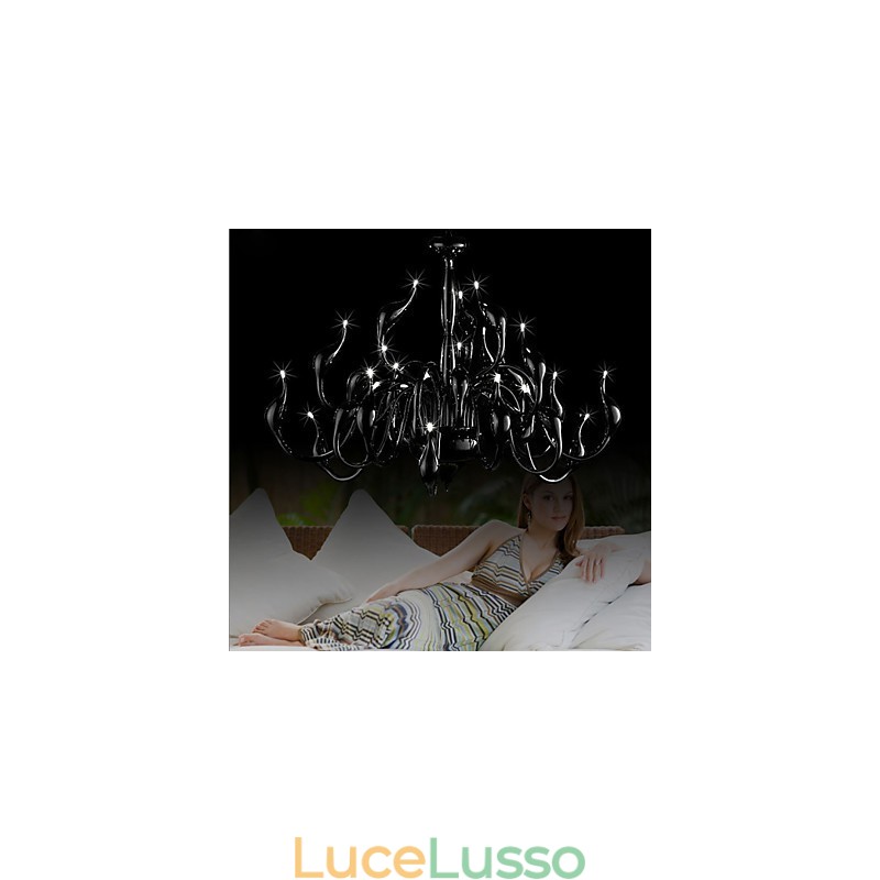 Lampadario moderno 24 luci G4 nero dipinto
