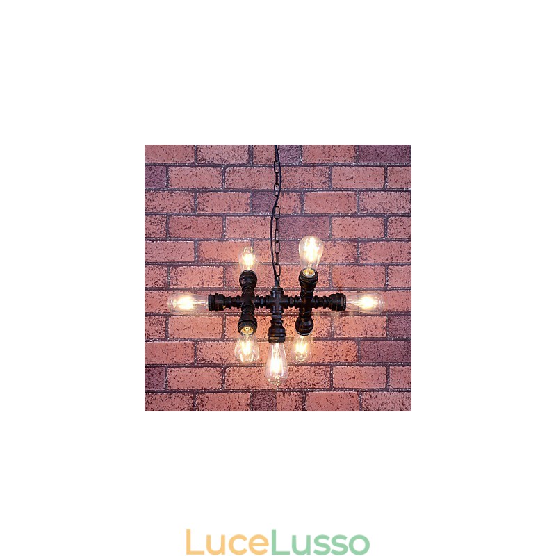 Lampadario in metallo dipinto d'epoca