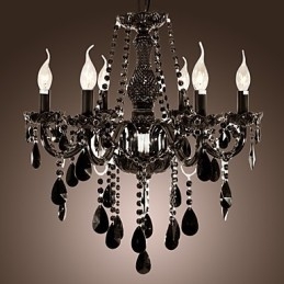 Lampadario Cristallo Nero Moderno 6 Luci