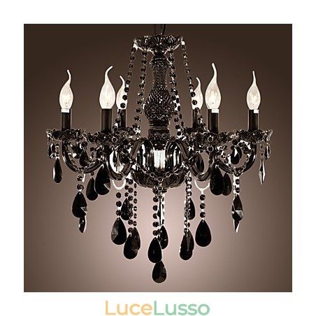 Lampadario Cristallo Nero Moderno 6 Luci Lampadario Cristallo Nero Moderno 6 Luci