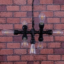 Lampadario in metallo dipinto d'epoca