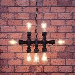 Lampadario in metallo dipinto d'epoca