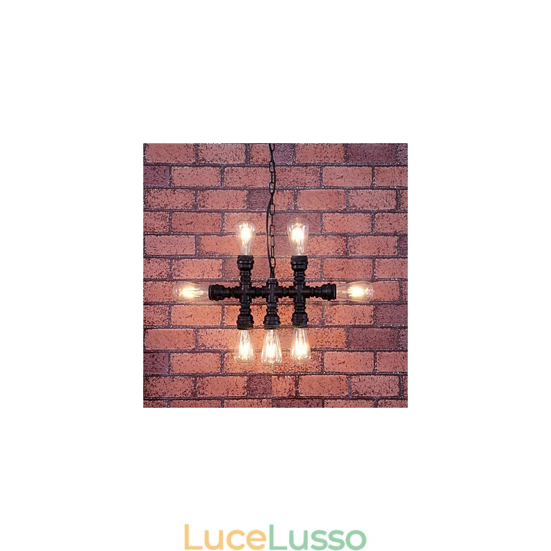 Lampadario in metallo dipinto d'epoca