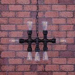 Lampadario in metallo dipinto d'epoca