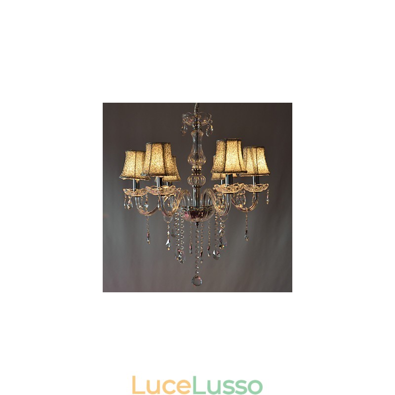 Lampadario moderno di lusso a 6 luci con decorazione in cristallo