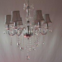 Lampadario moderno di lusso a 6 luci con decorazione in cristallo