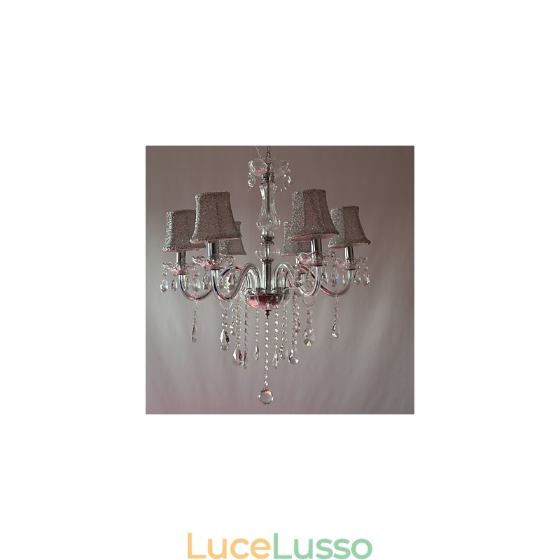 Lampadario moderno di lusso a 6 luci con decorazione in cristallo