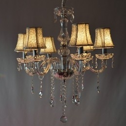Lampadario moderno di lusso a 6 luci con decorazione in cristallo