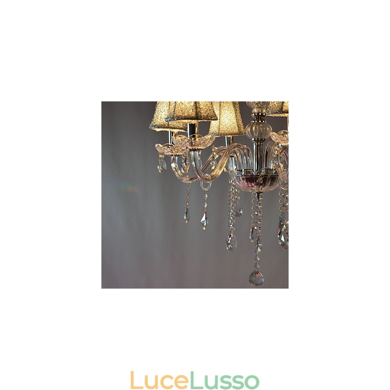Lampadario moderno di lusso a 6 luci con decorazione in cristallo