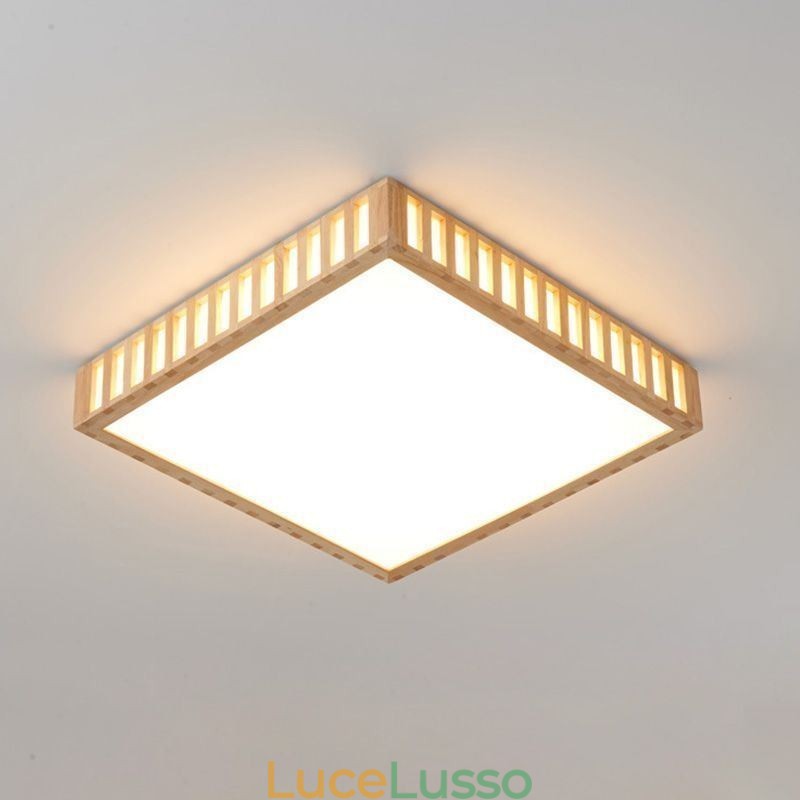 Lampada da soffitto giapponese Lampada da soffitto quadrata in legno
