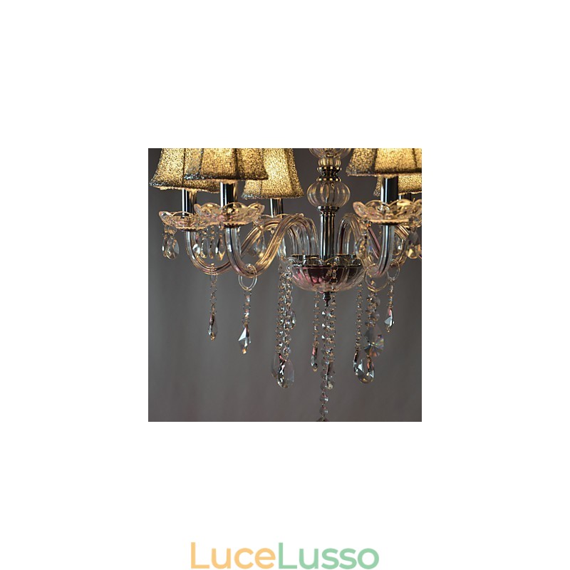 Lampadario moderno di lusso a 6 luci con decorazione in cristallo