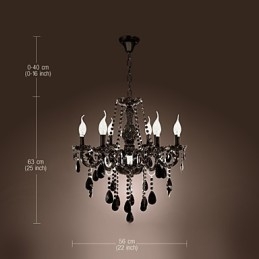 Lampadario Cristallo Nero Moderno 6 Luci