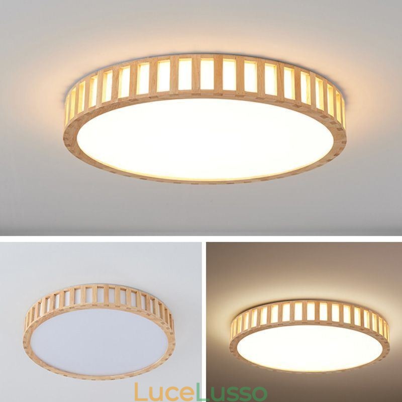 Lampada giapponese in legno per illuminazione da soffitto