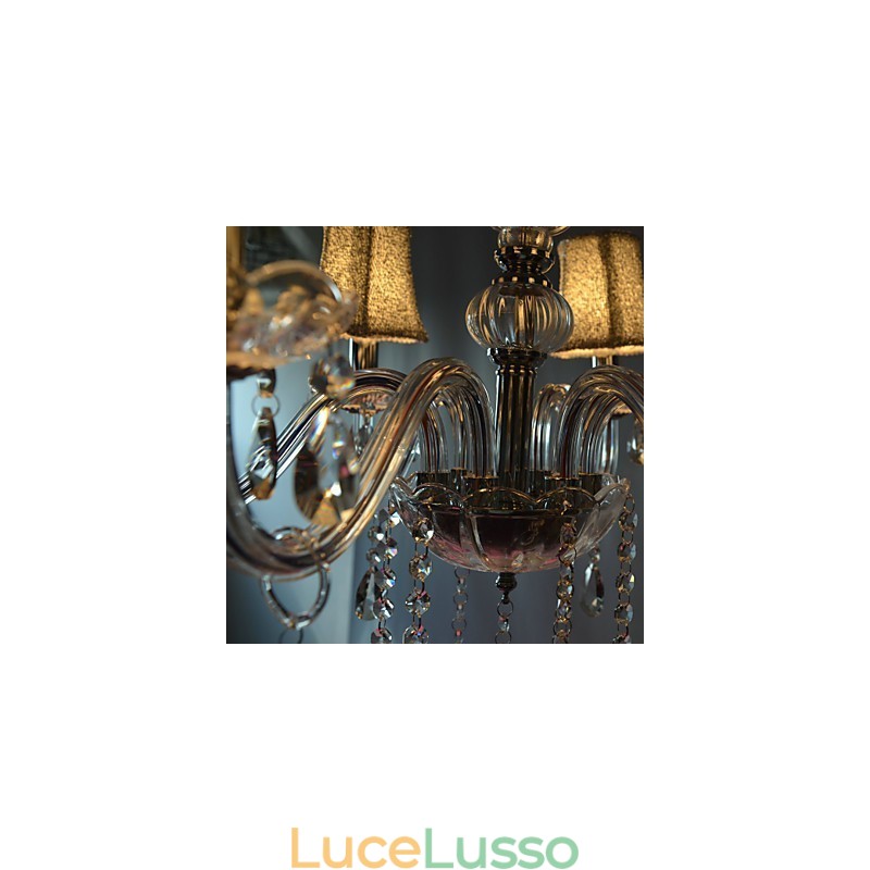 Lampadario moderno di lusso a 6 luci con decorazione in cristallo