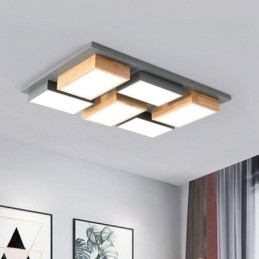 Lampada da soffitto moderna in acrilico Lampada da soffitto geometrica in legno