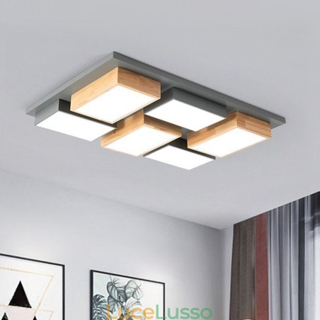 Lampada da soffitto moderna in acrilico Lampada da soffitto geometrica in legno Lampada da soffitto moderna in acrilico Lampada da soffitto geometrica in legno