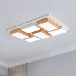 Lampada da soffitto moderna in acrilico Lampada da soffitto geometrica in legno