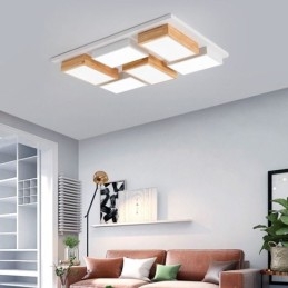 Lampada da soffitto moderna in acrilico Lampada da soffitto geometrica in legno