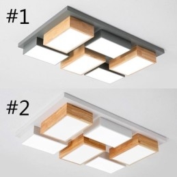 Lampada da soffitto moderna in acrilico Lampada da soffitto geometrica in legno
