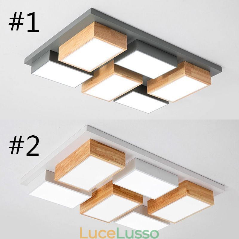 Lampada da soffitto moderna in acrilico Lampada da soffitto geometrica in legno